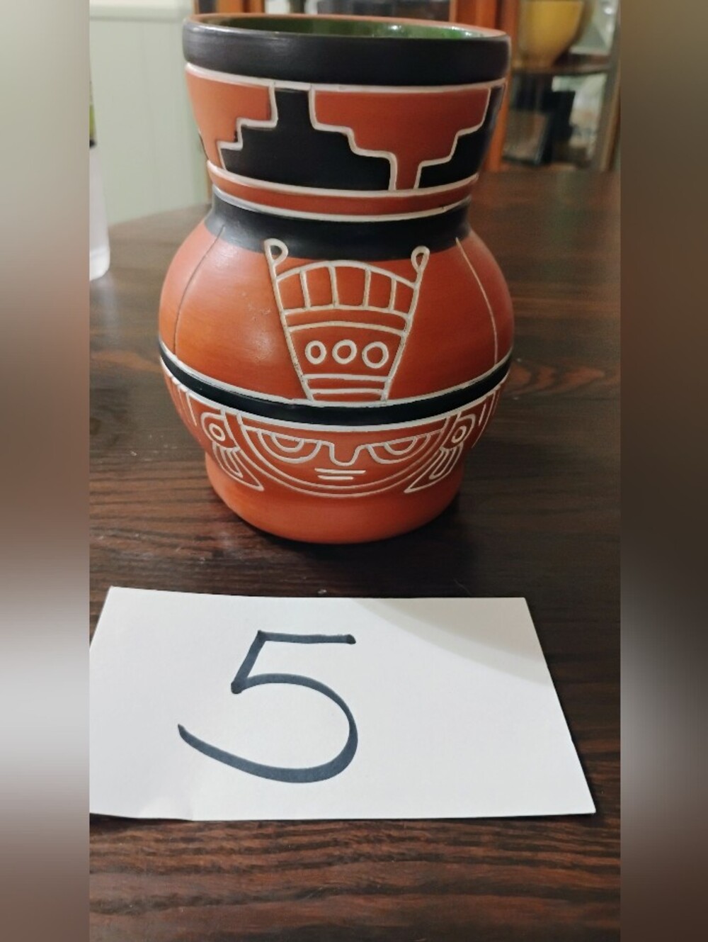 Leopoldo De Mexico Native Indian Pottery Vase Terracotta